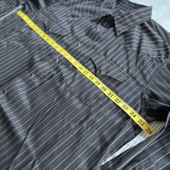 Panhandle Slim Western Shirt XL 17.5 35 Pearl Snap Black Pinstripe Retro NWT - Picture 14 of 15